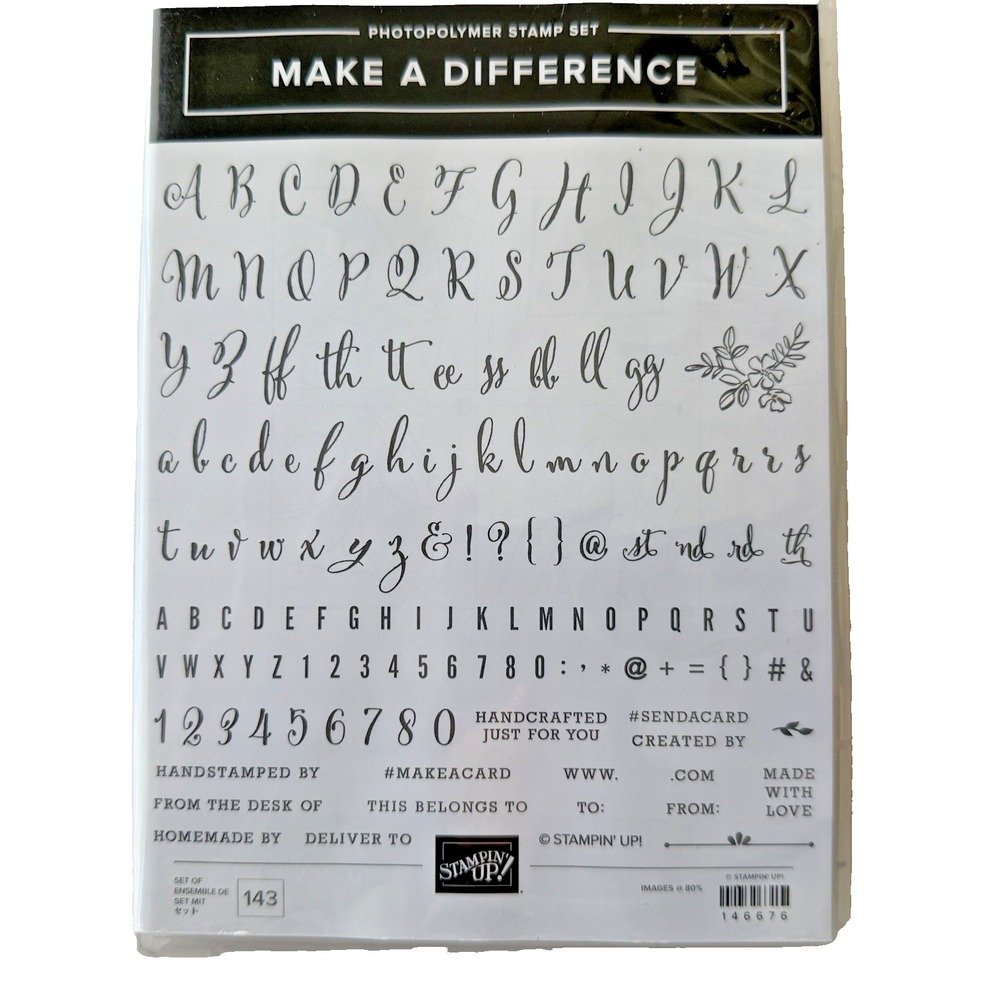 Stampin Up! MAKE A DIFFERENCE Photopolymer Stamp Set Alphabet Numbers 146676 NEW
